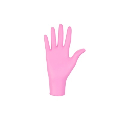 Luvas de Nitrilo Rosa 100un Saute Nails  - Tamanho S