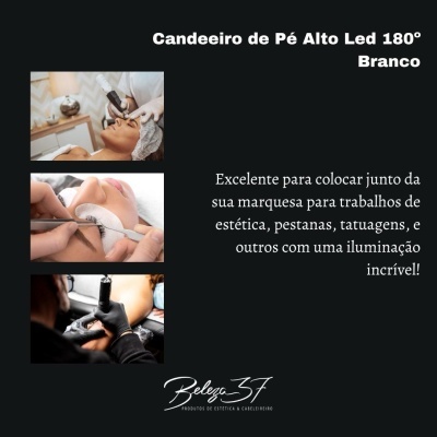 Candeeiro de pé alto LED 180° branco com imagens de trabalhos estéticos
