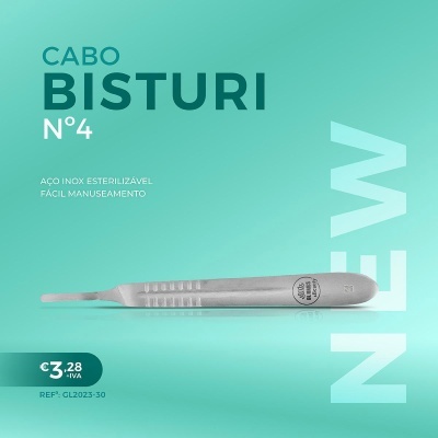 Cabo Bisturi n.º 4 em Aço Inox Esterilizável (para lâminas do 20 ao 24)