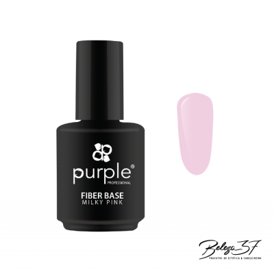 frasco preto de verniz de unhas Purple Professional com amostra rosa claro
