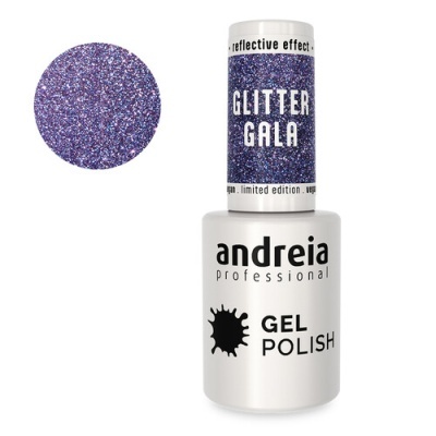 Verniz Gel Andreia GG5 - Azul arroxeado com brilhos multicolor - Descontinuado