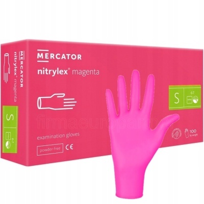 Luvas de Nitrilo Magenta 100un - Tamanho S
