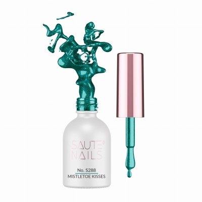 Verniz Gel Saute Nails S288 - Mistletoe Kisses (Verde Turquesa com Partículas Prata)