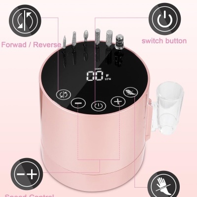 Fresa&#x20;El&#x00E9;trica&#x20;Rosa&#x20;Redonda&#x20;de&#x20;35.000&#x20;RPM&#x20;com&#x20;Pedal&#x20;e&#x20;6&#x20;Brocas