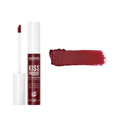 Batom Líquido Mate No Transfer Kiss Proof Andreia - 01 Burgundy: Bordeaux escuro