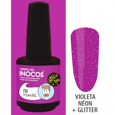 Verniz Gel Inocos – 195 - Pai Manel (Violeta Néon + Glitter)