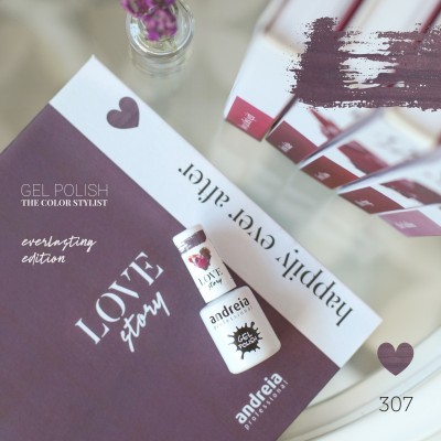 Verniz Gel Andreia 307 - happily ever after - Lilás acinzentado com brilho dourado
