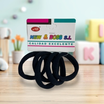 Conjunto de 5 elásticos de cabelo sem costura em preto