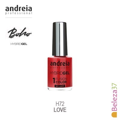 Esmalte de unhas vermelho Andreia Professional Boho Hybrid Gel H72 LOVE com tampa prateada