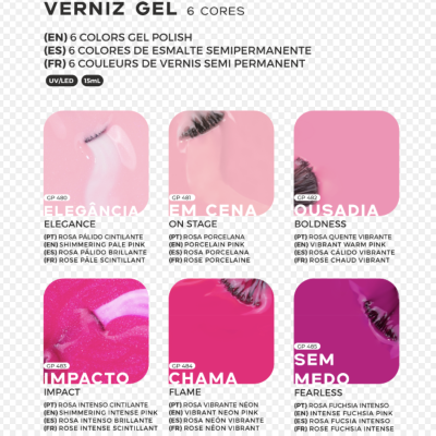 Verniz Gel Inocos – Coleção Atitude Rosa (6 cores)