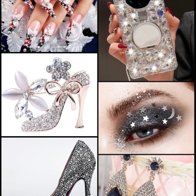 Kit de 10 Caixas de Peças Nail Art + Lápis Aplicador + Pinça (Envio em 3 dias)