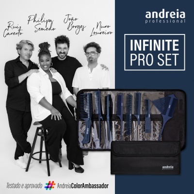 Andreia Infinity Pro Set – Estojo profissional com 7 pentes e 1 escova