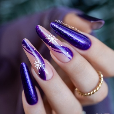Verniz Gel Saute Nails S292 - Midnight Magic (Roxo com Partículas Rosa e Roxas)