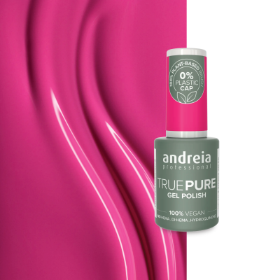 Frasco de verniz de unhas Andreia com fundo rosa brilhante