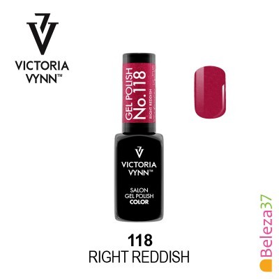 Esmalte gel Victoria Vynn 118 Right Reddish com amostra de cor vermelha