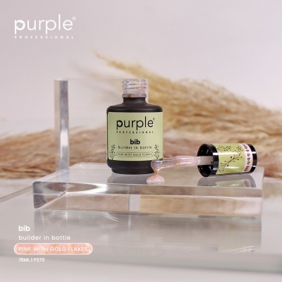 Gel Construtor Purple BIB - Builder in Bottle - Pink With Gold Flakes 15ml