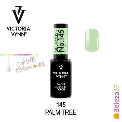 Frasco de verniz gel verde claro Victoria Vynn número 145 Palm Tree com amostra de cor