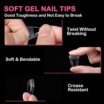 Magic Tips Amêndoa Transparentes - 550 Peças, 11 Tamanhos