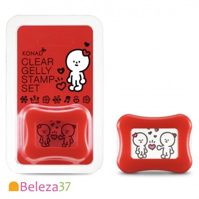 Conjunto carimbos unhas Konad vermelho com personagens em branco e preto