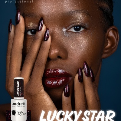 Verniz Gel Andreia LS6 – Galáxia Negra (Preto com glitter vermelhos)