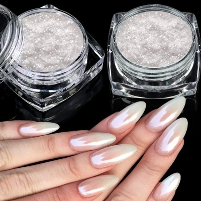 Pó Efeito Pérola Chrome Transparente para Unhas