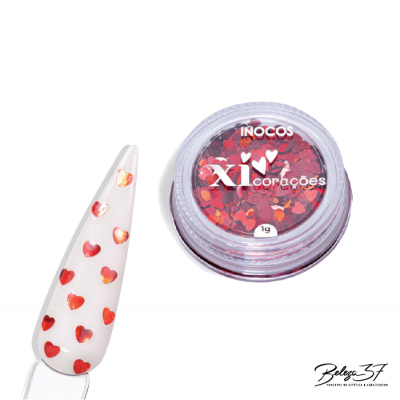 Glitter Coração Deslumbrante Inocos - Vermelho