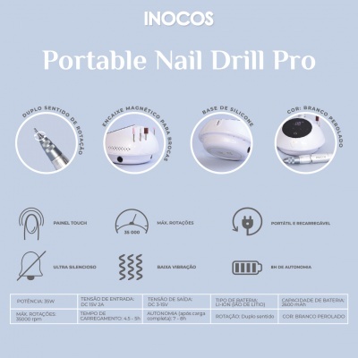 Nail Drill Inocos Portable Pro (Envio em 3 dias)