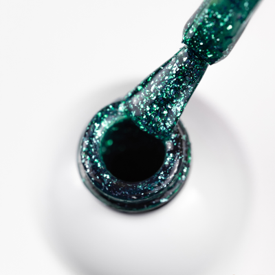 Verniz Gel Saute Nails S288 - Mistletoe Kisses (Verde Turquesa com Partículas Prata)