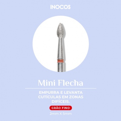Mini Flecha INOCOS ferramenta para cutículas com ponta diamantada e anel vermelho