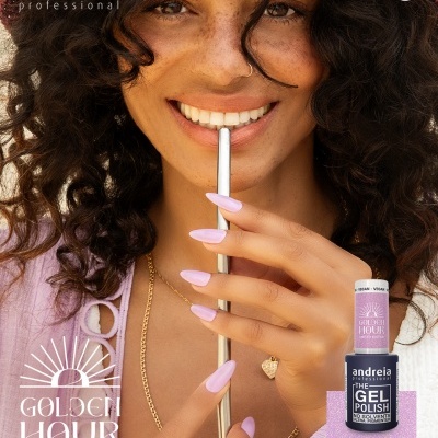 The Gel Polish Andreia GH4 – Lavanda com brilhos dourados