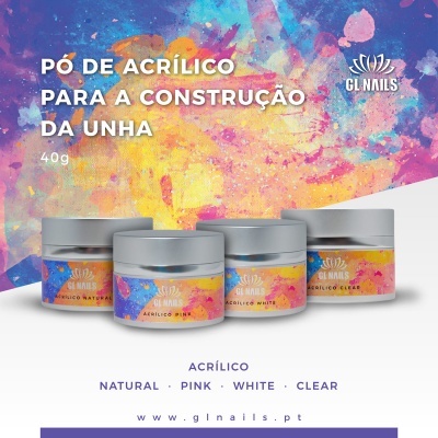 Pó Acrílico Construtor GL Nails 40g - Natural