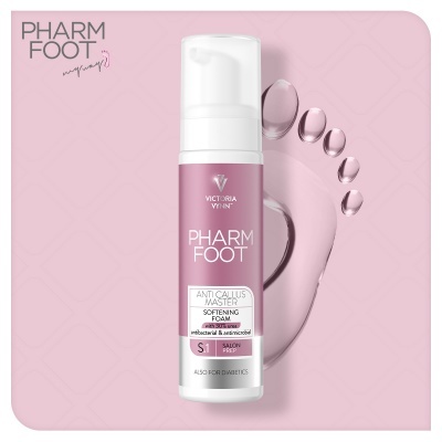 Frasco do produto Pharm Foot Victoria Vynn espuma amaciante anti-caloso
