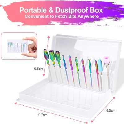 Kit com 11 Ponteiras de Broca em Tungsténio para Remoção de Gel + Oferta Caixa Armazenamento