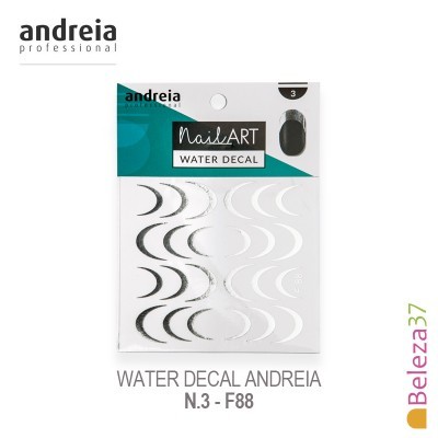 Adesivos de decalque de água para unhas Andreia N.3 - F88 com padrões curvos preto e branco