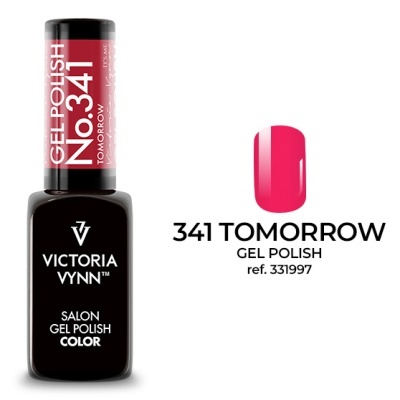 Esmalte gel rosa Victoria Vynn TOMORROW No.341 com rótulo preto e rosa