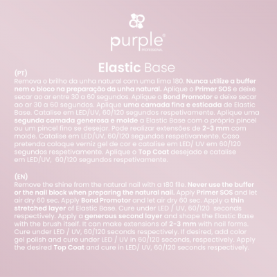 Embalagem do produto Purple Professional Elastic Base com instruções em português e inglês