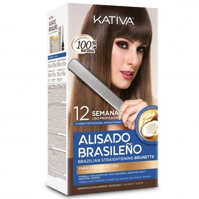 Kit Alisamento Brasileiro Kativa para Cabelos Escuros Sem Formol