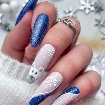 Verniz Gel Saute Nails S242 Snowflake (Azul Marinho com Efeito Flash)