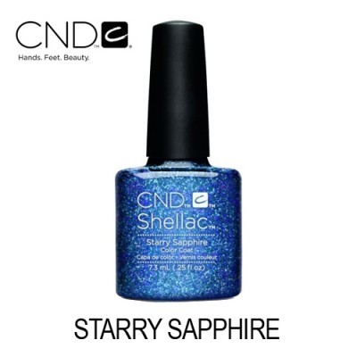 CND Shellac – Starry Sapphire (Mistura de Azul Indigo e Roxo com Glitter)