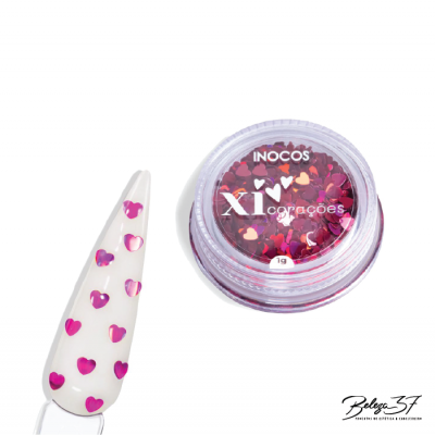Glitter Coração Deslumbrante Inocos - Rosa