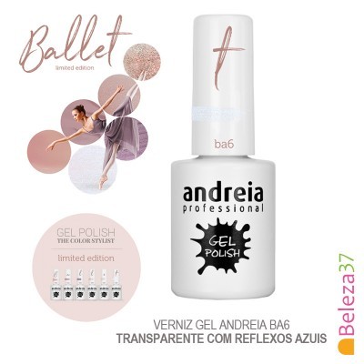 Verniz Gel Andreia Ba6 – Transparente com reflexos azuis