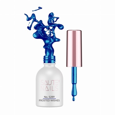 Verniz Gel Saute Nails S289 - Frosted Wishes (Azul com Partículas Prata)