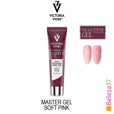 Tubo de gel para unhas Victoria Vynn Master Gel Soft Pink com unhas cor de rosa