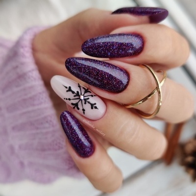 Verniz Gel Saute Nails S235 Xmas Party (Roxo Escuro com Glitter Flash)
