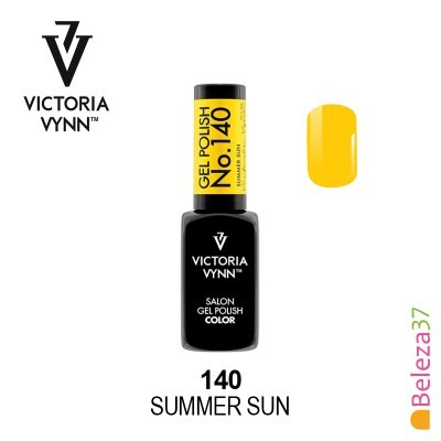 Esmalte em gel amarelo Victoria Vynn número 140 SUMMER SUN com amostra da cor