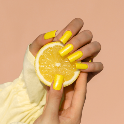 Verniz Gel Saute Nails S302 - Lemon Pop (Amarelo Limão Neon com Brilho)