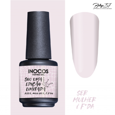 Verniz gel Inocos edição limitada rosa claro com frases texto