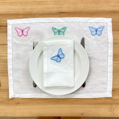 Servilleta/Mantel Individuales Mariposas Lino JOL/COL