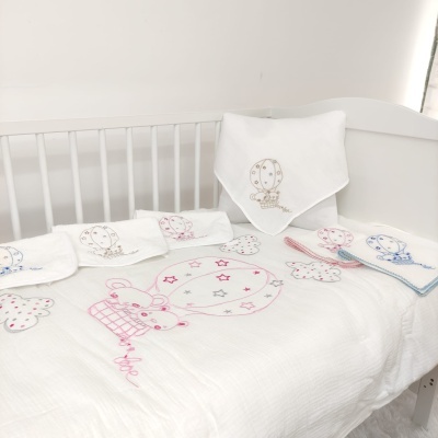 Conjunto Edredón Bordado Algodón Balões