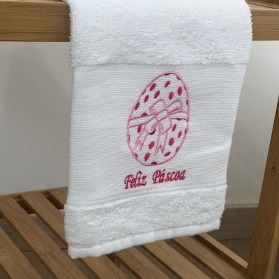 Paño de Cocina Rizo Blanco Huevos Feliz Pascua